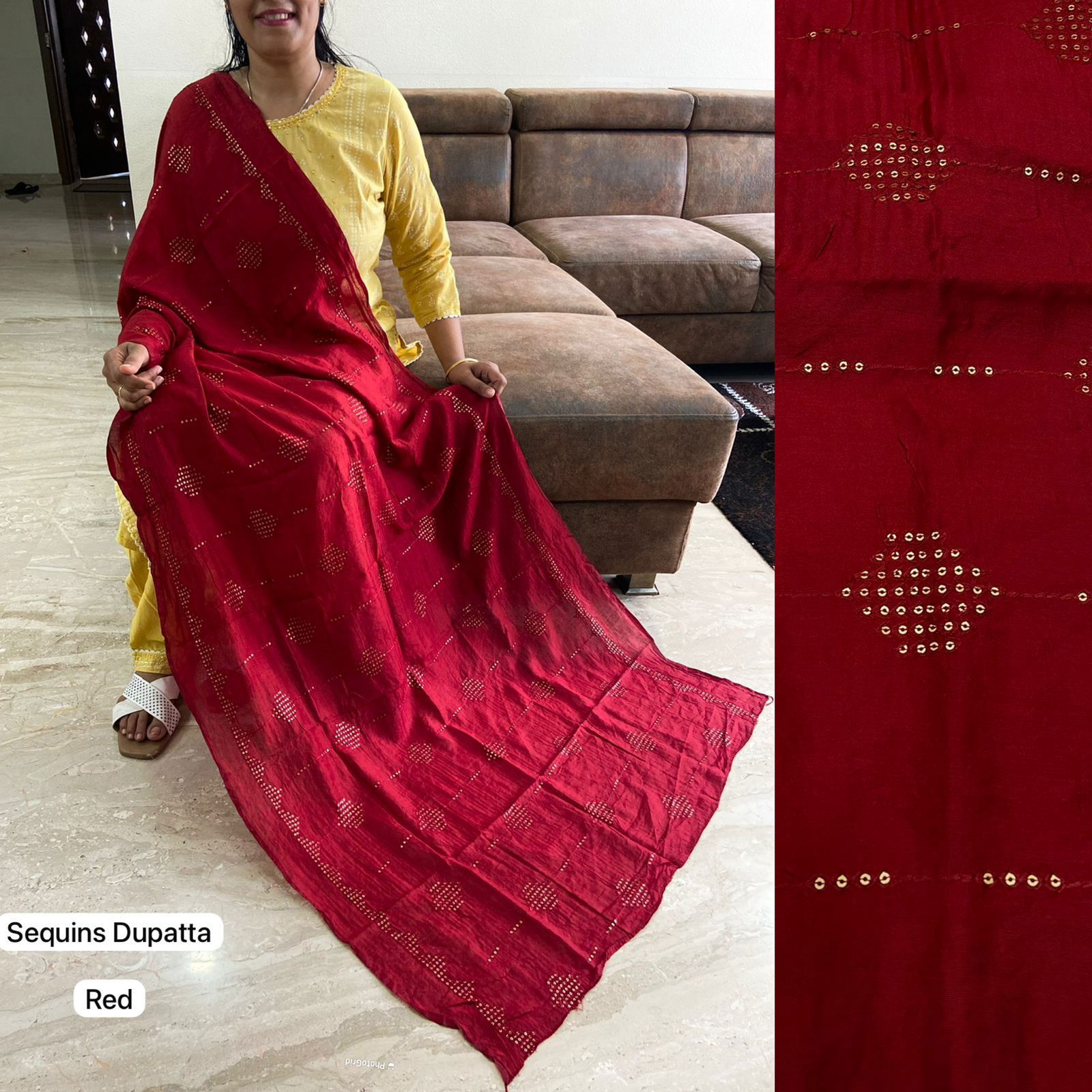 MB Designer Sequins Heavy Chanderi Dupatta Wholesale Shop In Surat

